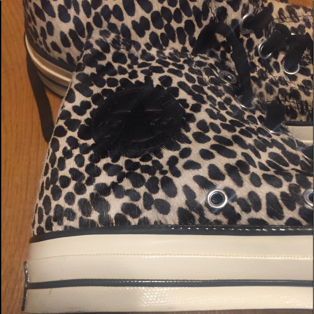 Converse Ctas `70 Cheetah-print Faux Fur High-top Black Egret Pony Hair 157621C - Picture 5 of 14